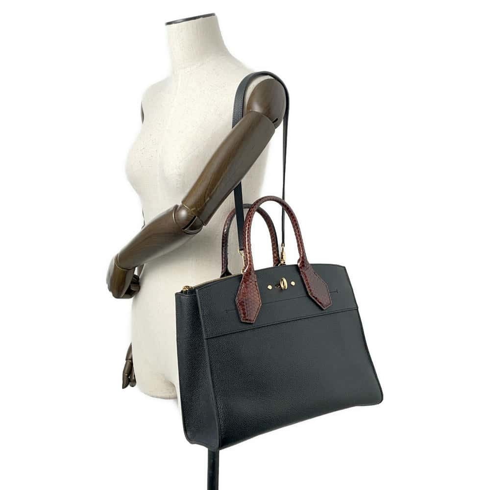 Louis Vuitton City Steamer Mm Python Handbag Black - image 4